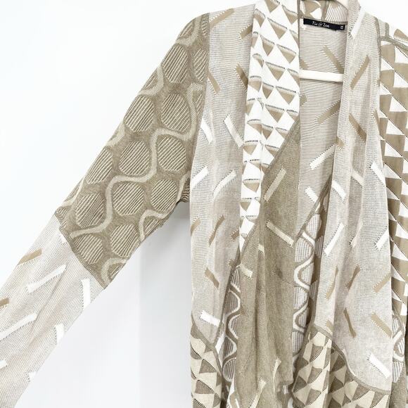 Nic + Zoe Womens Geometric Print Open Front Layered Cardigan Sweater Size 1X - Picture 4 of 7